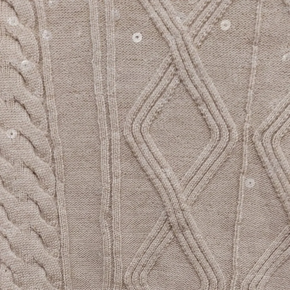 Sparkly Turtleneck Sweater with Cable Knit Design - Picture 3 of 8